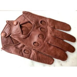 Vintage Coach Sz XL Men's Brown Leather Driving Gloves Knuckle Holes